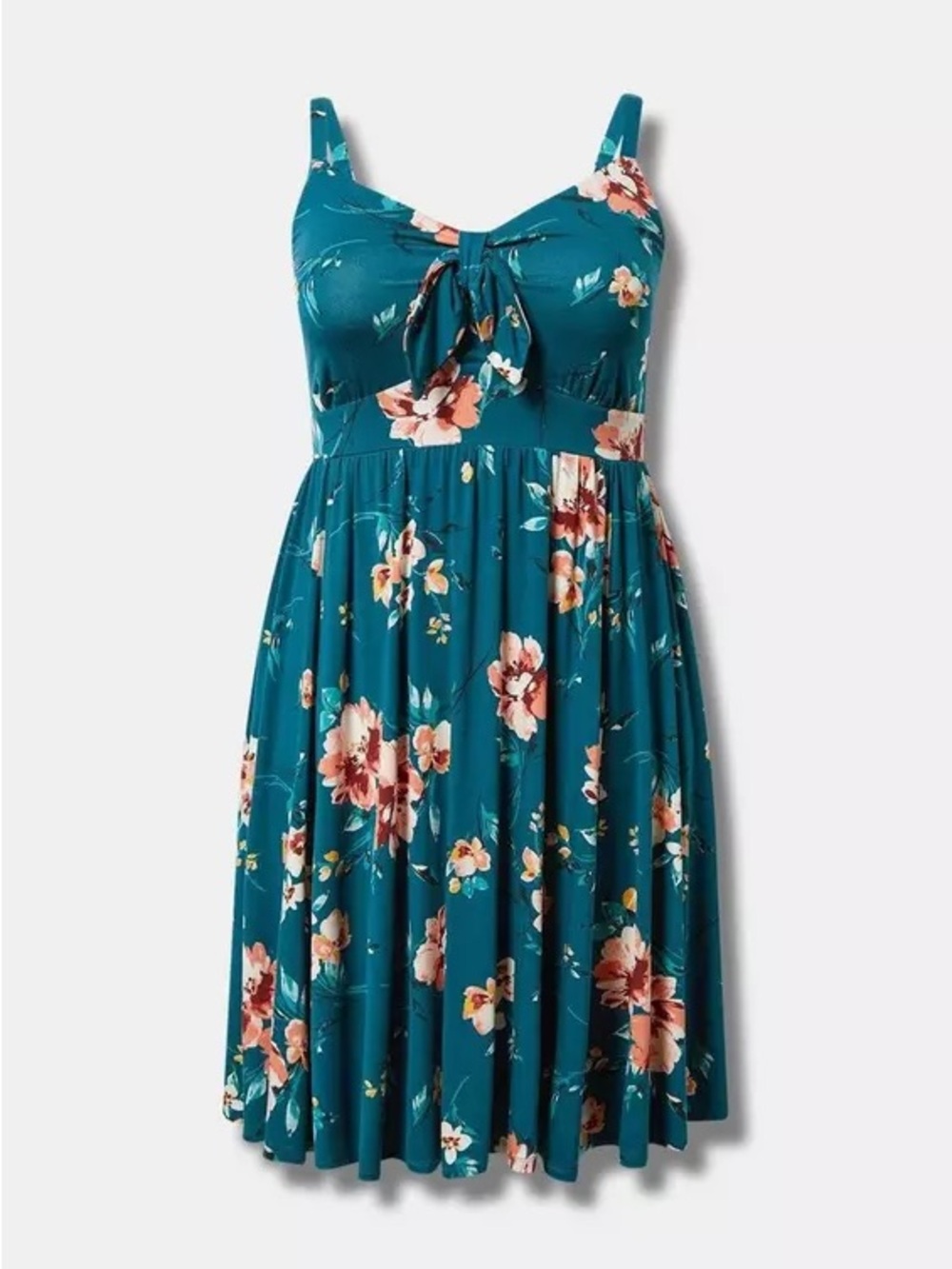 Torrid Teal Floral Tie-Front Sundress